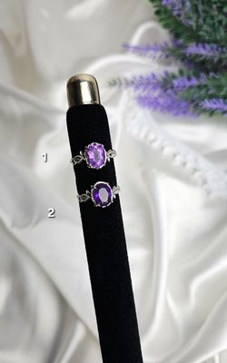 Adjustable Ring in Amethyst with Leaves (FROM SIZE 10)