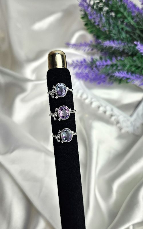 Adjustable Ring in Rainbow Fluorite with Stars (FROM SIZE 13)