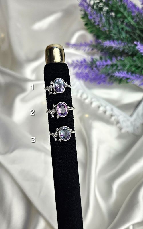 Adjustable Ring in Rainbow Fluorite with Stars (FROM SIZE 13)