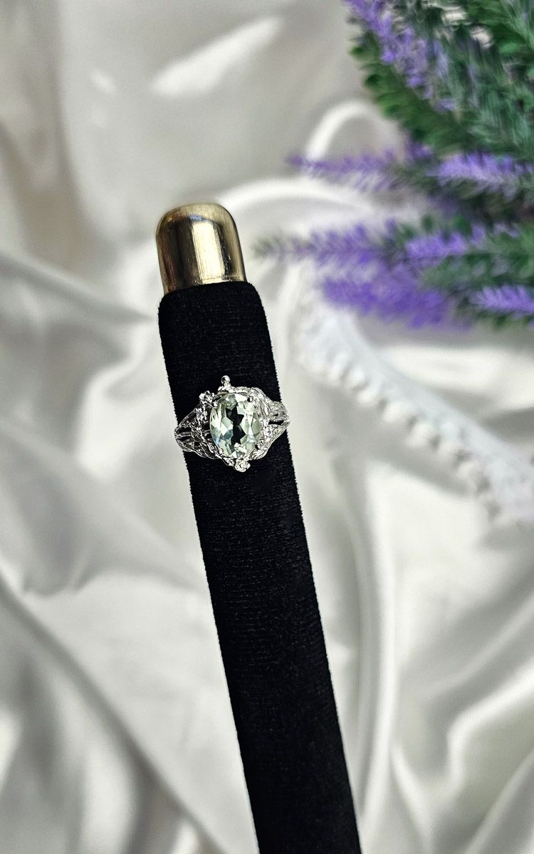 Adjustable Vintage Ring in Prasiolite (FROM SIZE 14)