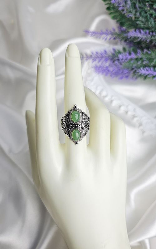 Adjustable Boho Ring in Green Adventurine (FROM SIZE 14)