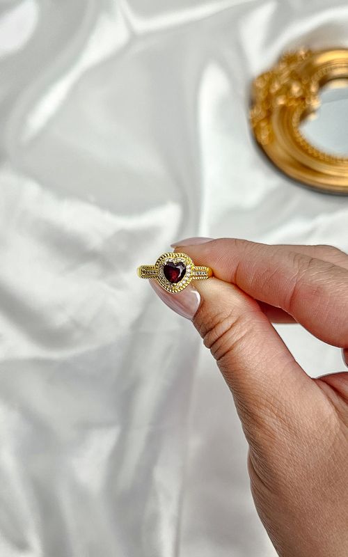Adjustable Ring with Garnet (FROM SIZE 13)