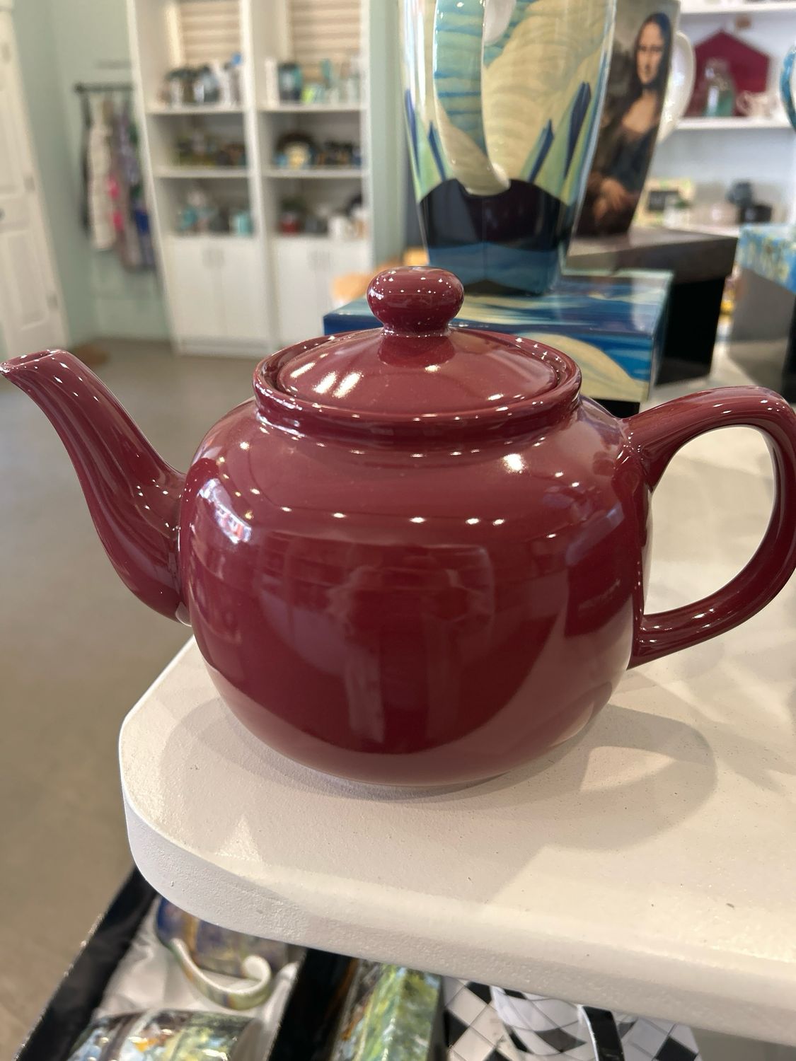 6 Cup Burgundy Teapot