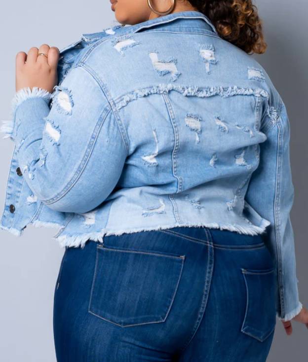 Plus Size Denim Jacket - Light Wash