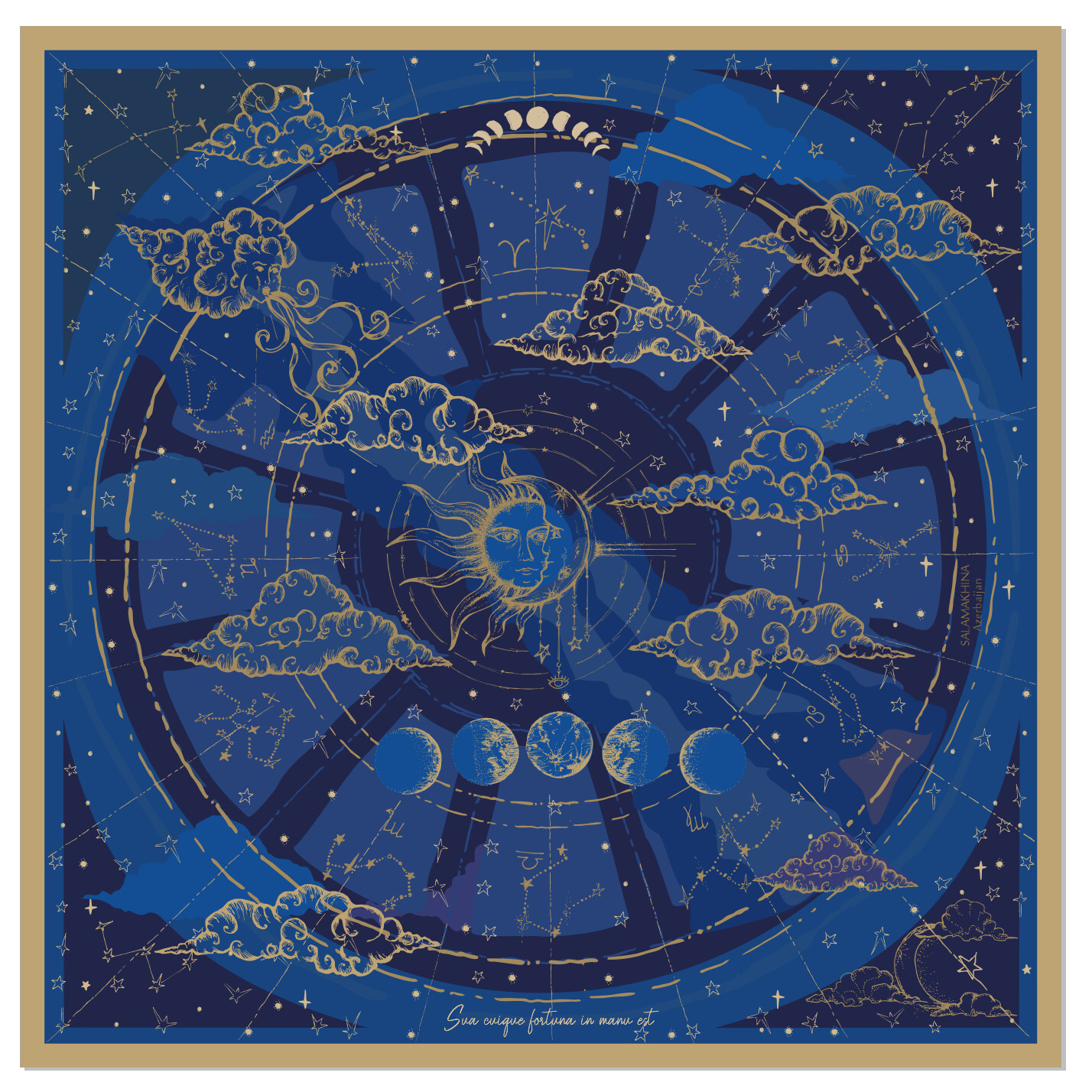 Wheel of Fortune in Blue &amp; Golden