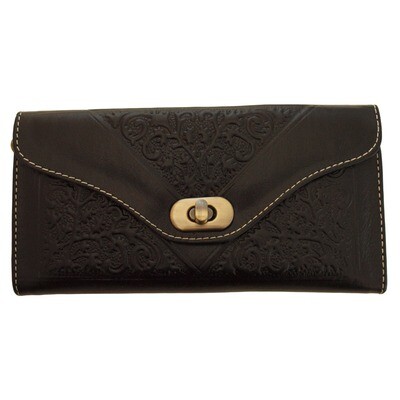Moroccan Embossed Trifold Purse Black