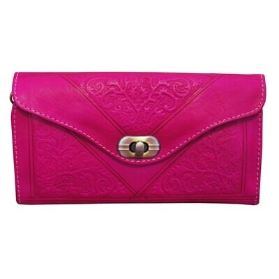 Moroccan Embossed Trifold Purse Pink