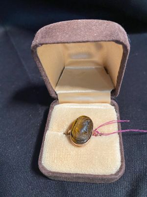 10K Tiger&#39;s Eye Cameo Ring