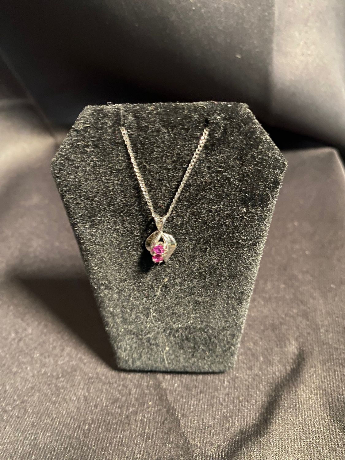 14k White Gold Double Ruby Necklace