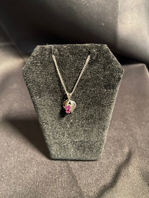 14k White Gold Double Ruby Necklace