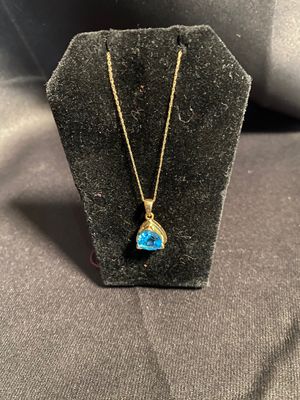 10k Gold Blue Topaz Necklace