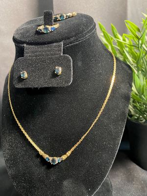 14k Sapphire Earrings &amp; Necklace &amp; Ring &amp; Braclet Set