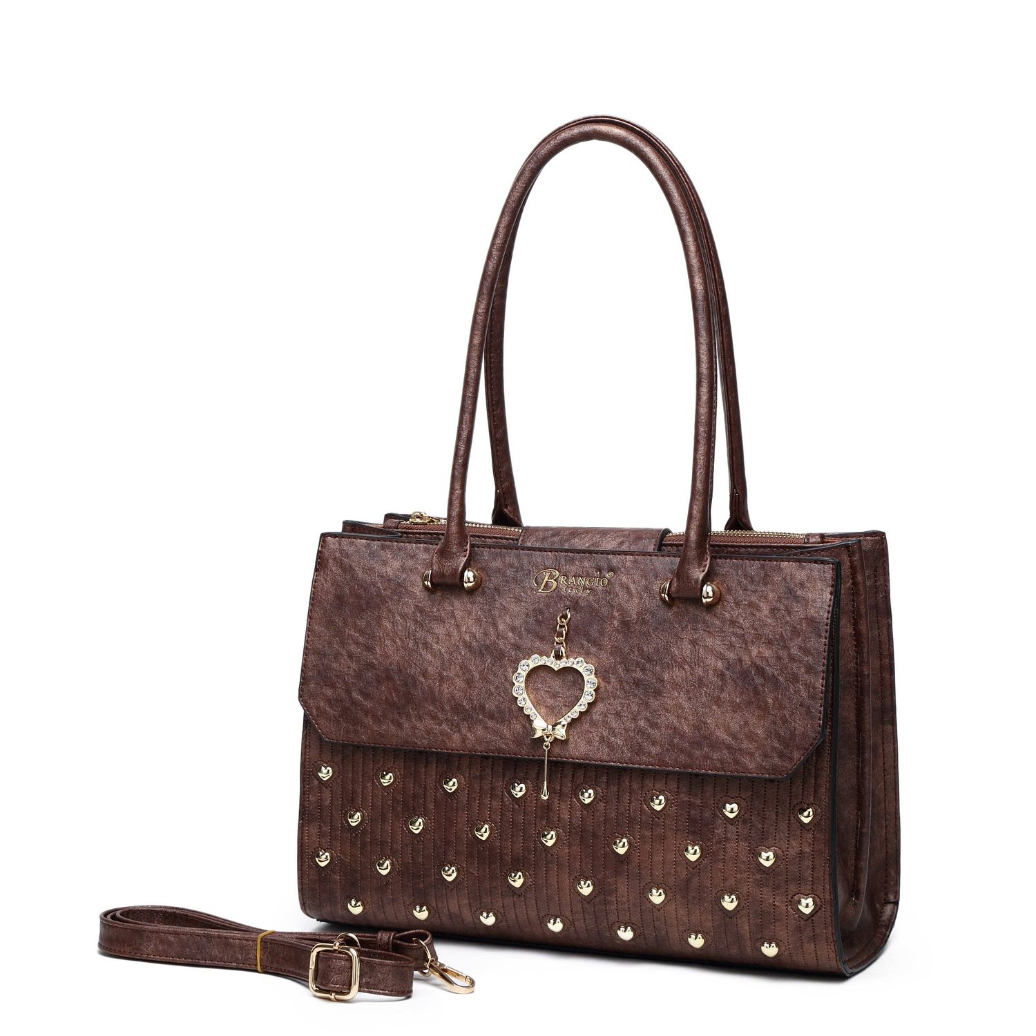 Brown Heart Vegan Leather Purse (Brangio)
