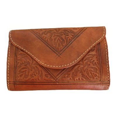 Small Embossed Leather Trifold Purse
