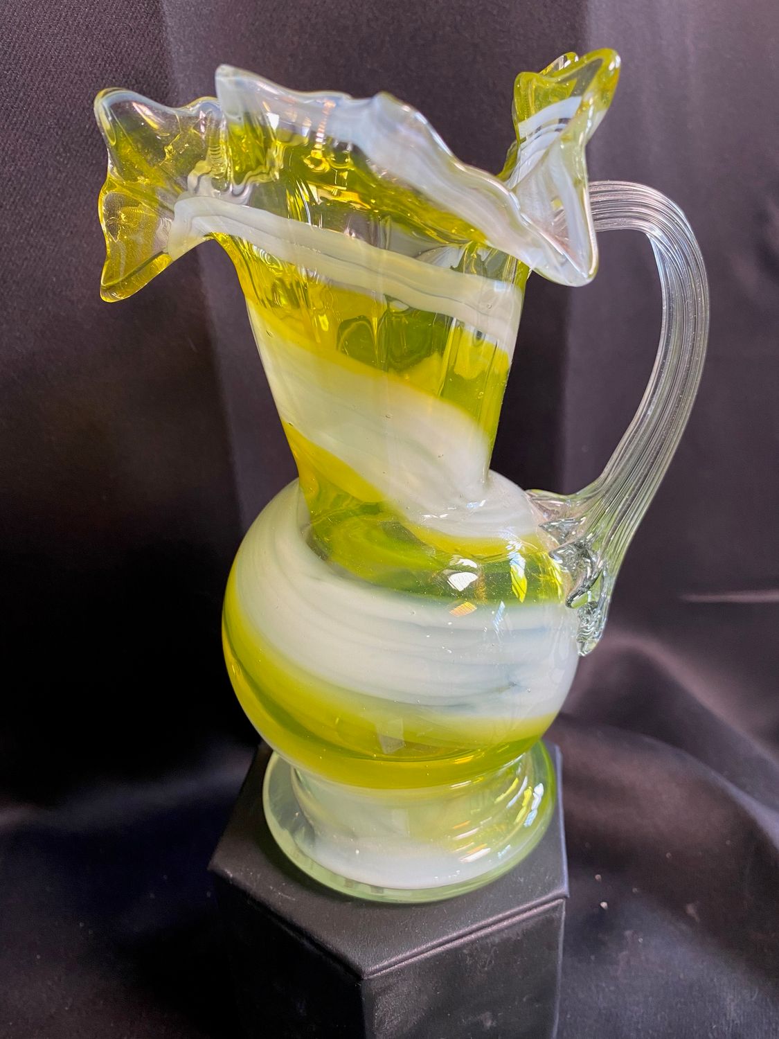 Art Glass Yellow Pitcher