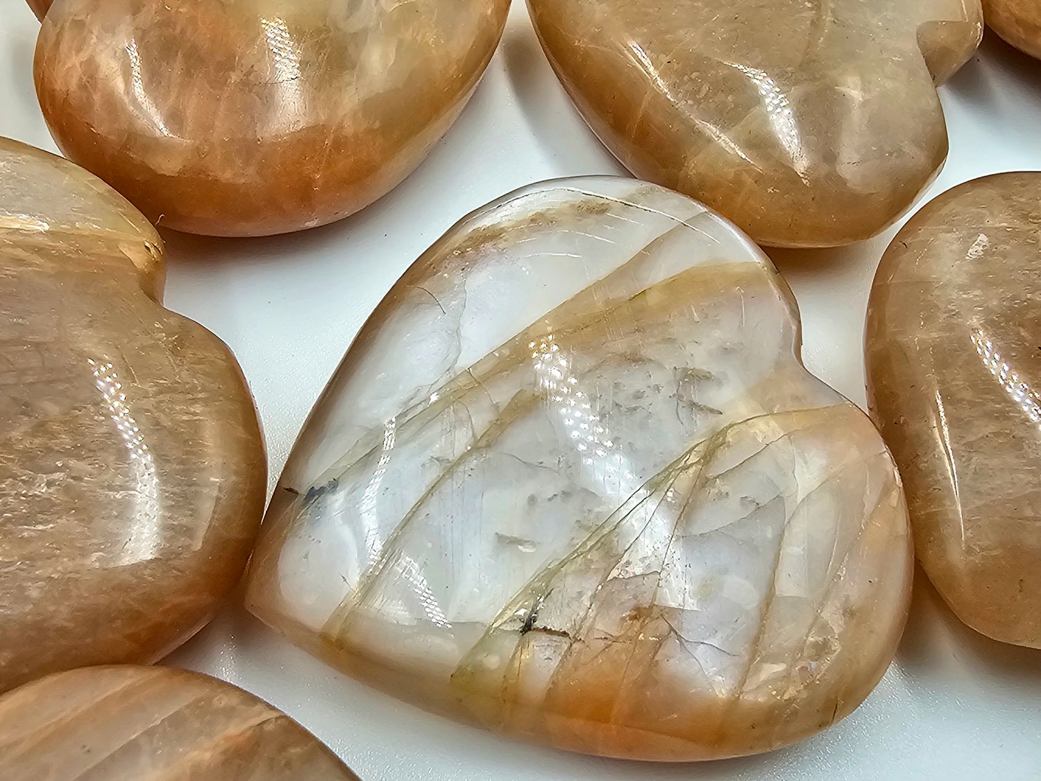 Small Peach moonstone heart