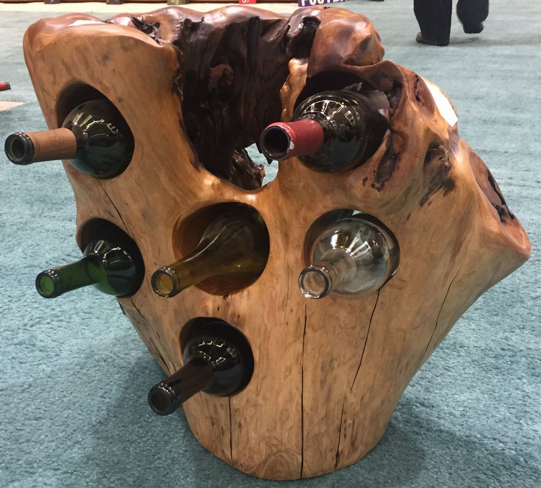Handcrafted Root 6 Bottle Wine Holder