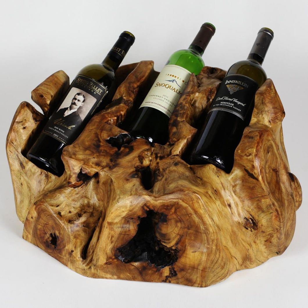 Hand Crafted Root Wine Bottle Holder 3