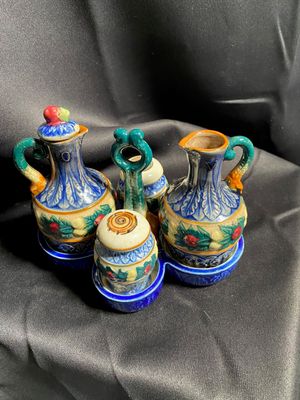 Japanese Majolica condiment set