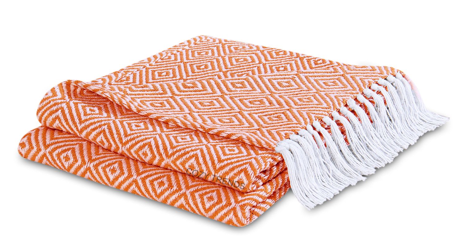 Orange Diamond Point Throw
