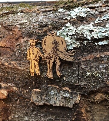Handmade wooden Liza and Libby magnet GOLD 1.5