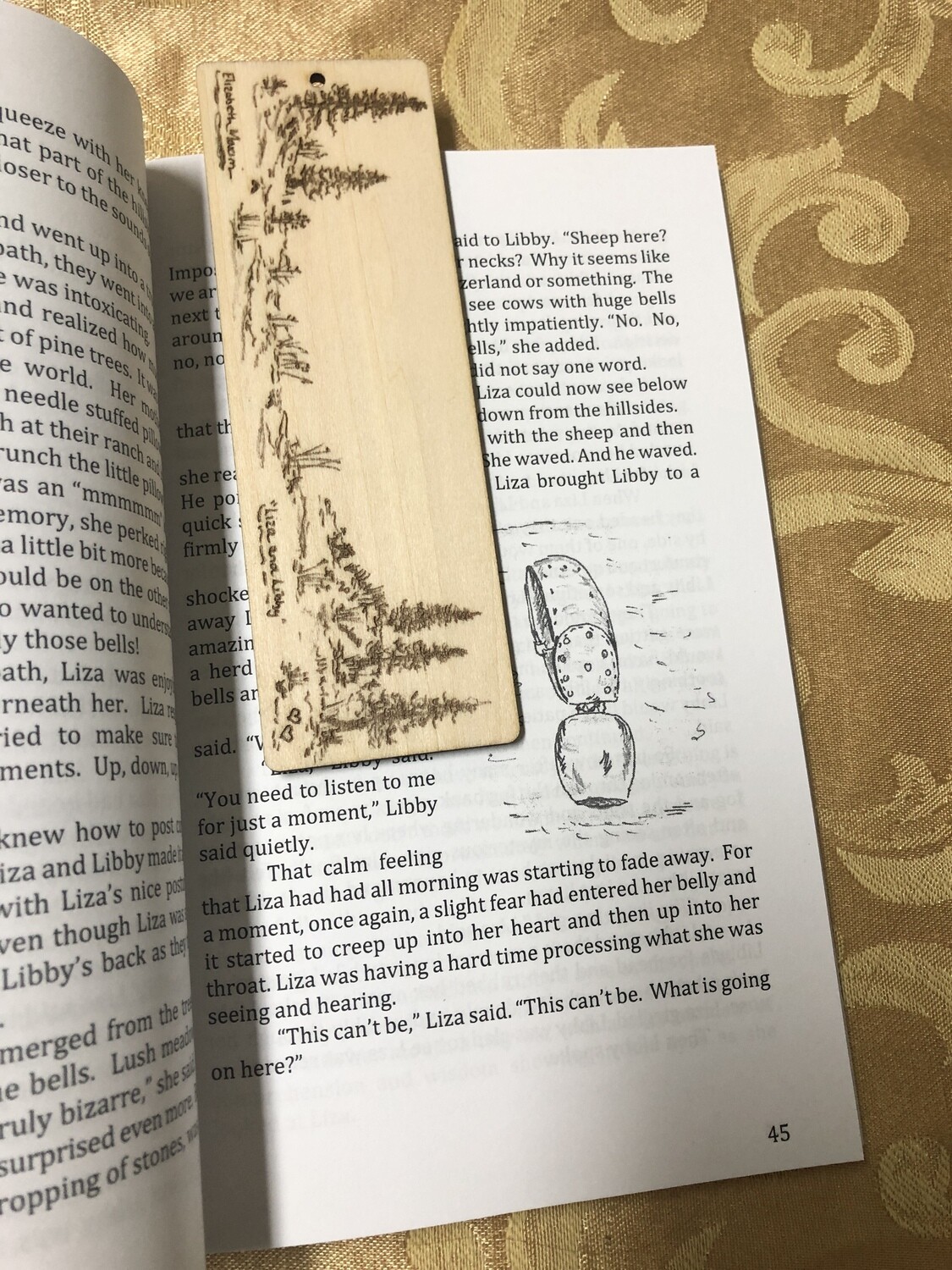 Pine trees with forest meadow grasses wooden bookmark laser FREE SHIPPING