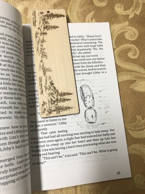 Pine trees with forest meadow grasses wooden bookmark laser FREE SHIPPING