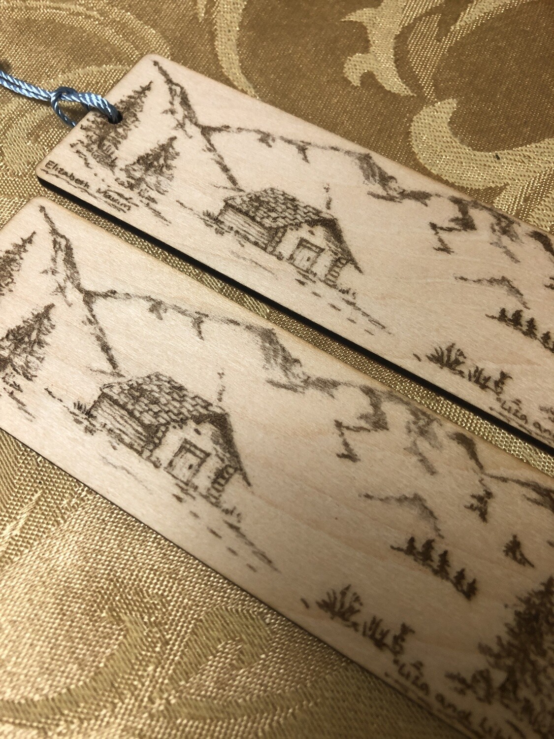 Chalet, mountain, vista wooden bookmark laser FREE SHIPPING