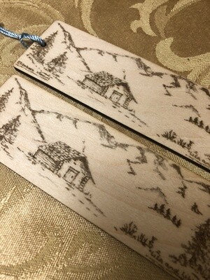 Chalet, mountain, vista wooden bookmark laser FREE SHIPPING