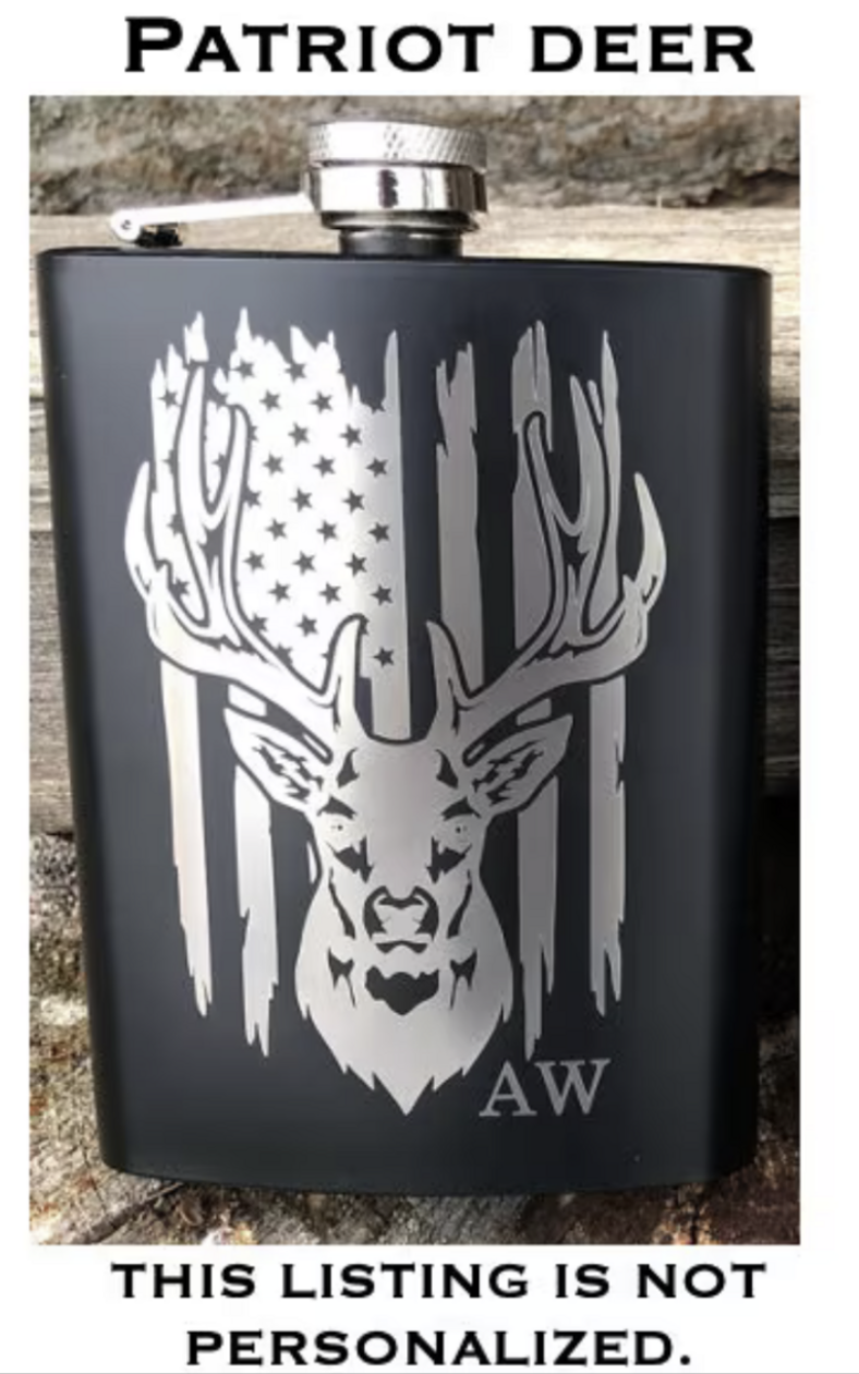 Patriotic Deer Flask Powder Coated Stainless Steel