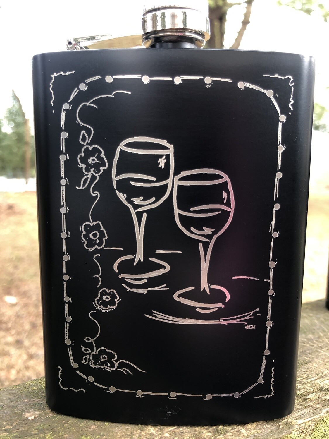 Wine Glasses Two In Center Powder Coated Stainless Steel