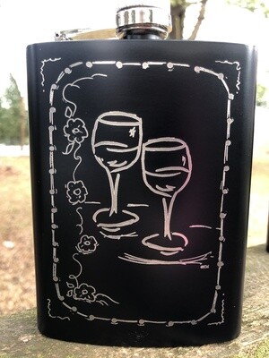 Wine Glasses Two In Center Powder Coated Stainless Steel