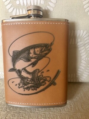 Leather and Stainless Steel Flask TROUT