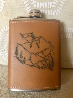 Leather and Stainless Steel Flask MOUNTAINS
