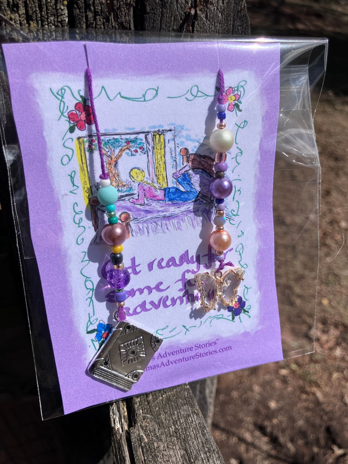 Book themed bejeweled string bookmarks FREE SHIPPING