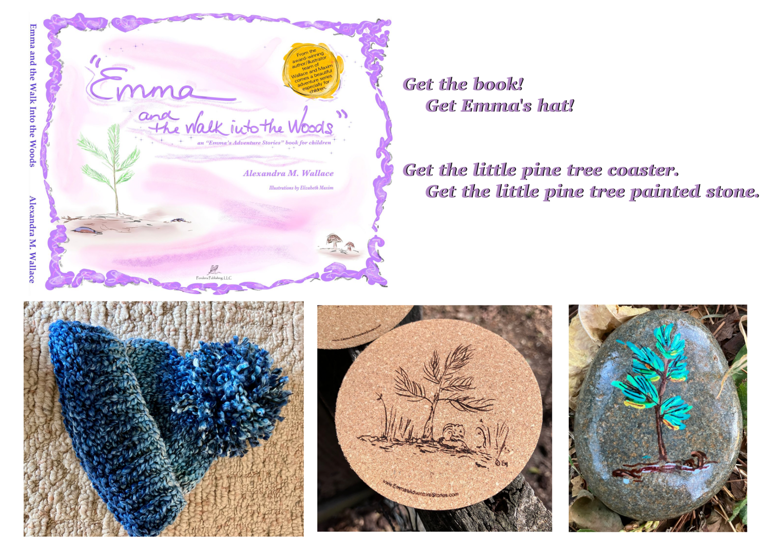 Book, Hat (child), Coaster, Pine Tree Stone all in one: Free Shipping