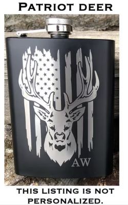 Patriotic Deer Flask Powder Coated Stainless Steel