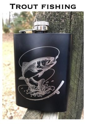 Trout Fishing Flask Powder Coated Stainless Steel Trout Fishing Flask Powder Coated Stainless Steel