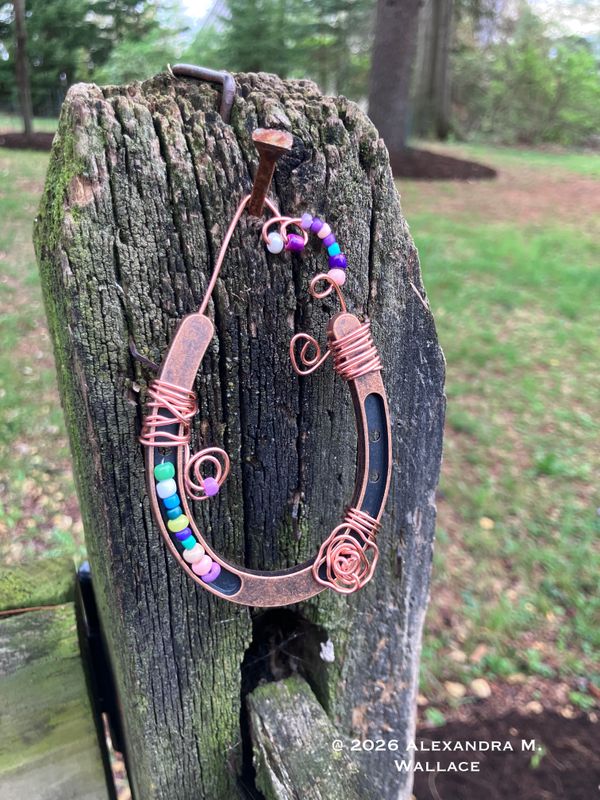 Mini Horseshoe Copper Swirls Rose Blue Purple