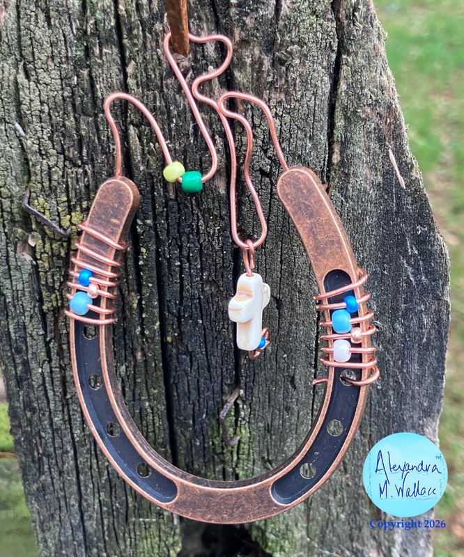 Mini Horseshoe White Cross Love Copper