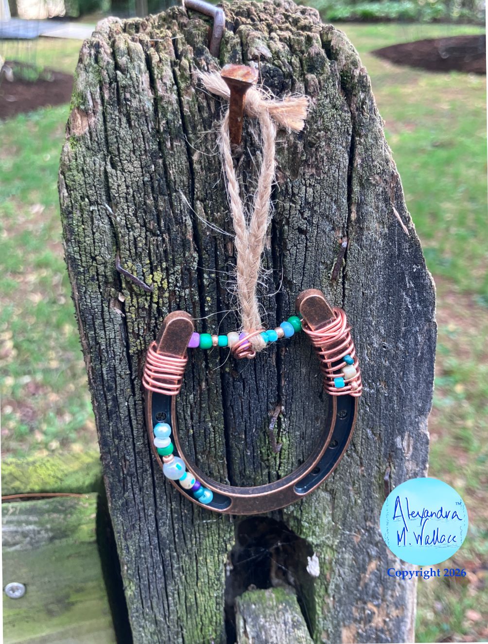 Mini Horseshoe Copper Beads Blue Green