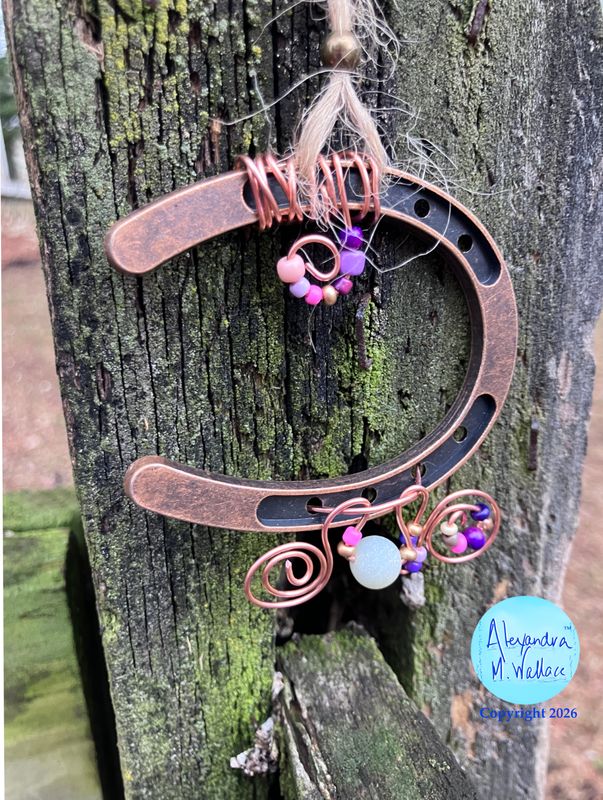 Mini Horseshoe Copper Dangle Swirls