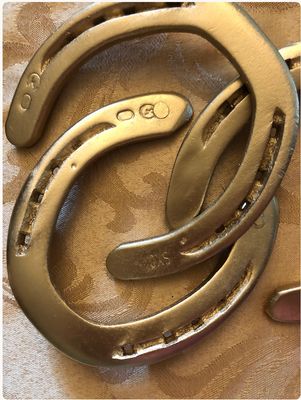 Gold painted horseshoes from Libby's friends (free shipping)