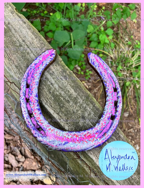 Pink swirls with red tones hand-painted horseshoes from Libby's friends (free shipping)