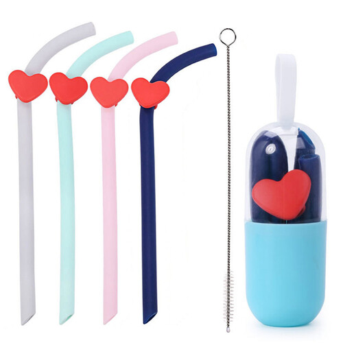 Paille en Silicone Réutilisable - Bleu