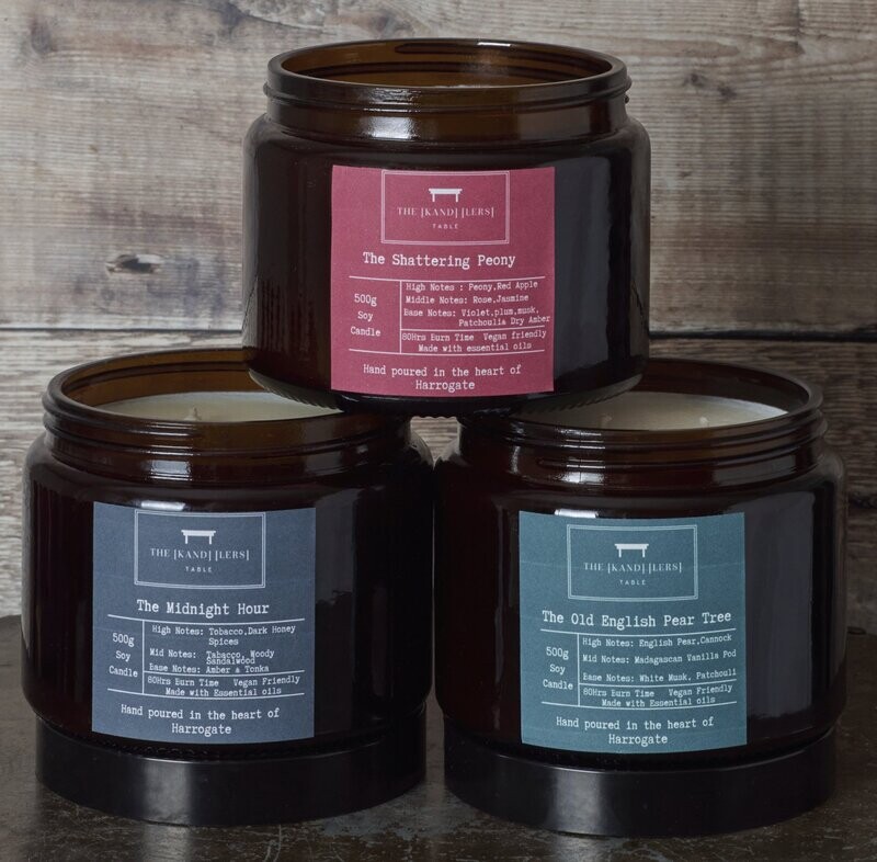 Triple Wicks in Amber Glass