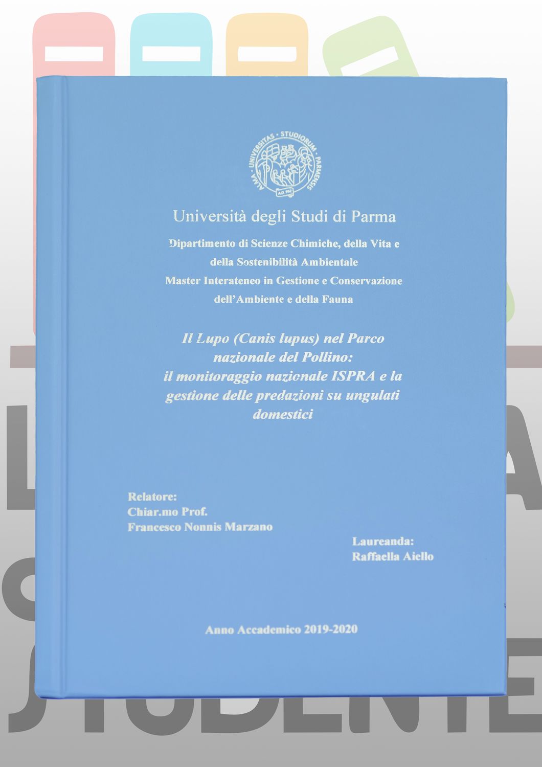 Rilegatura Tesi di Laurea MODERN AZZURRO oro/bianco