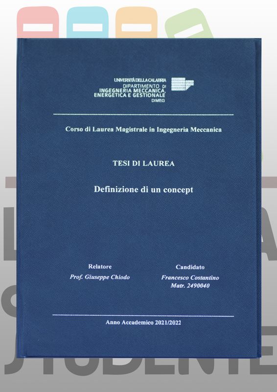 Rilegatura Tesi di Laurea ZAFFIRO BLU SCURO  stampa oro/argento