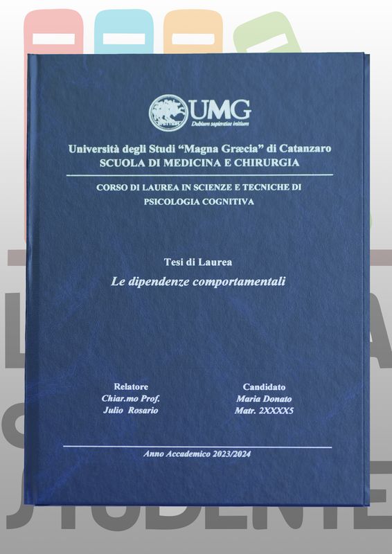 Rilegatura Tesi di BALADEK BLU stampa oro /argento