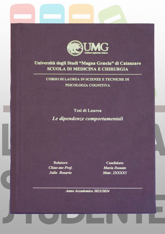 Rilegatura Tesi di Laurea DIAMANTE MOSTO stampa oro /argento